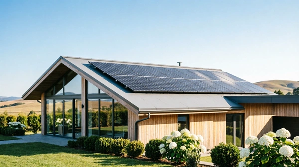 Paneles solares en casa residencial